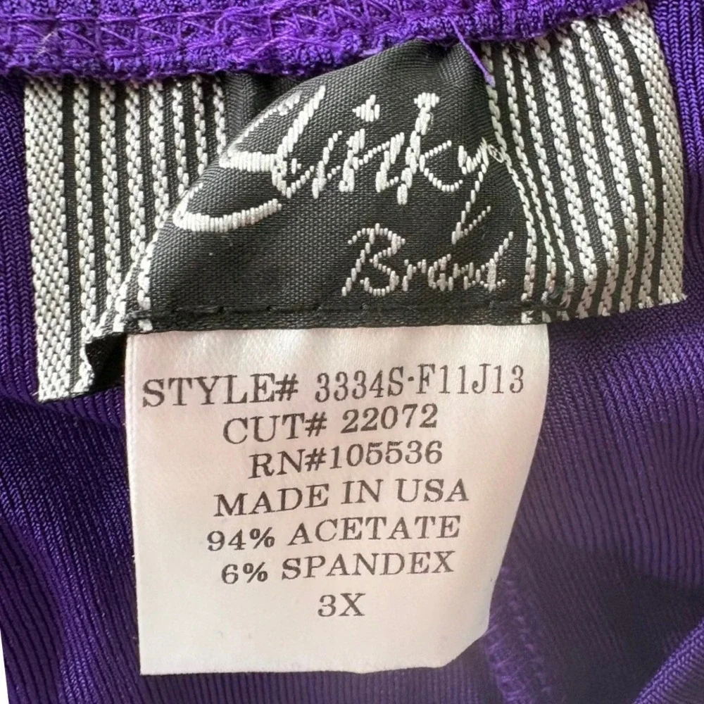 Slinky Brand Womens 3X 2-Piece Set Purple Green Abstract Tunic Pant 3334S-F11J13